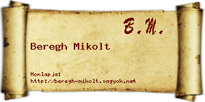 Beregh Mikolt névjegykártya